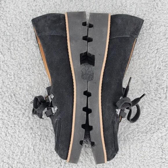 Vionic Teagan Black Suede Chunky Oxfords Sz 6 Lace Up Arch Support Career - Picture 8 of 9